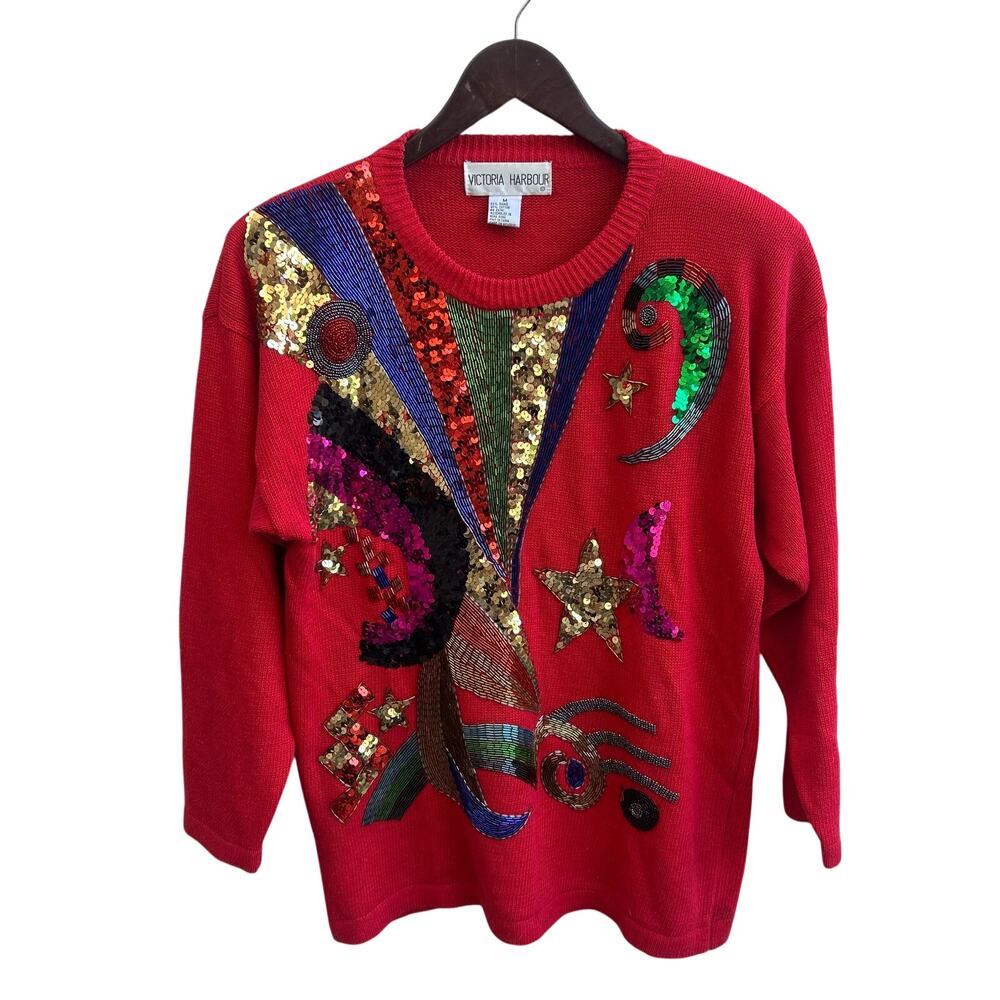 Vintage Sequin Statement Sweater Size M
